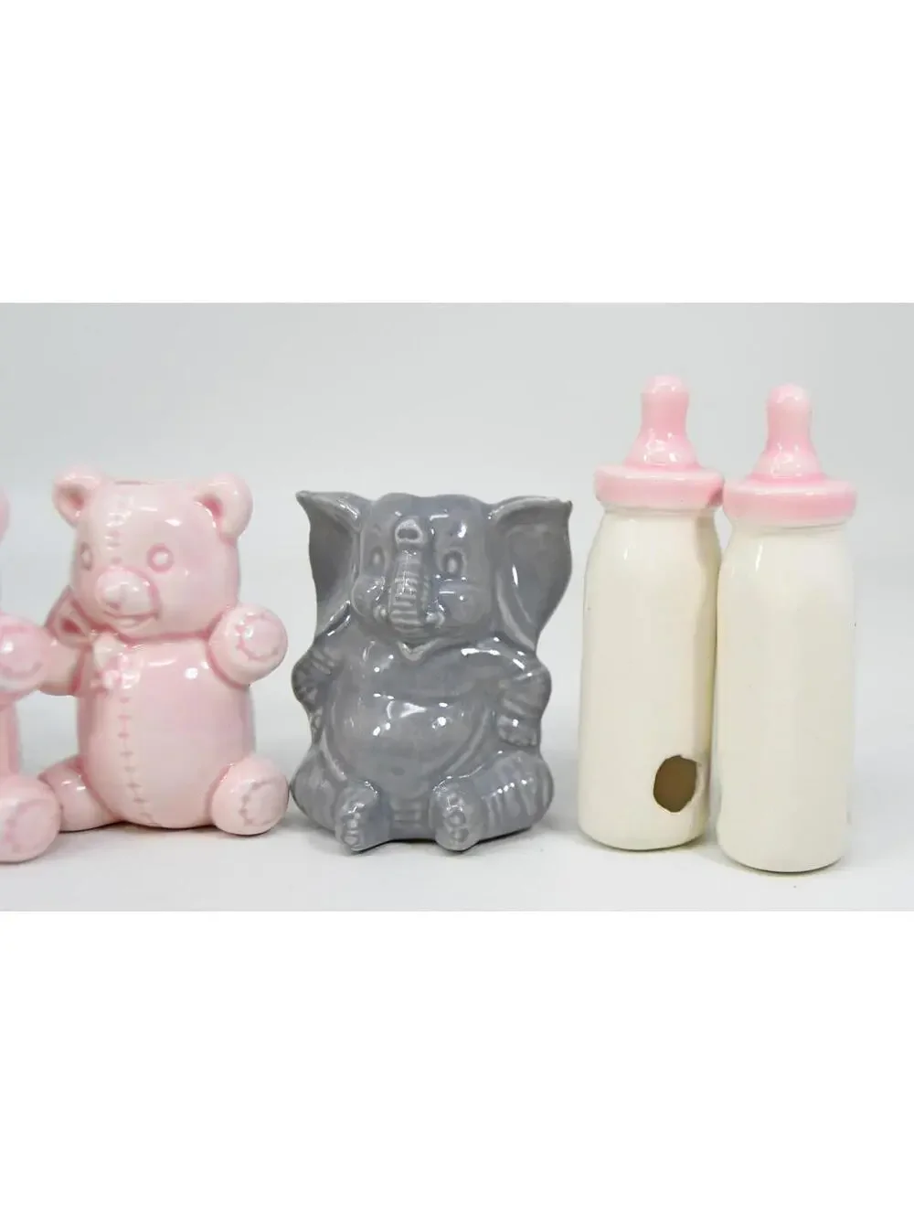 Macrame Beads Child Baby Teddy Bears Bee Bottles Elephants Lot of 8 VTG Ceramic